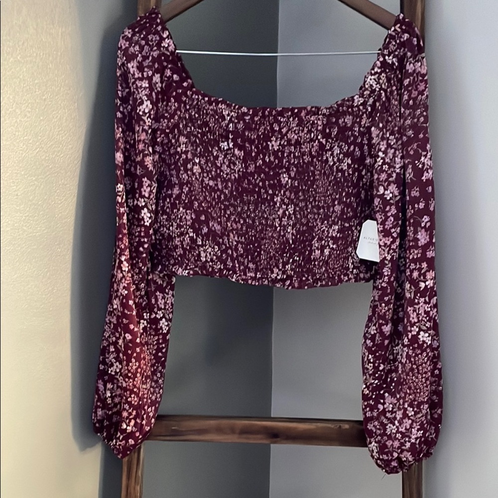 Altar’d State Floral Smocked Burgundy Top
NWT